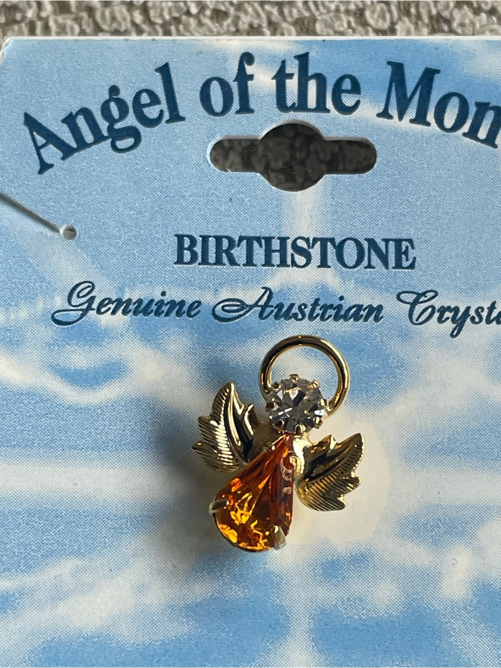 Birthstone Pendant - Gold with Orange Crystal